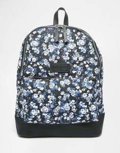 Парусиновый рюкзак с цветочным принтом и кожаной отделкой Jack Wills Heritage - Темно-синий пестрый