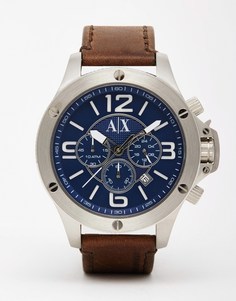 Часы с кожаным ремешком Armani Exchange AX1505 - Коричневый