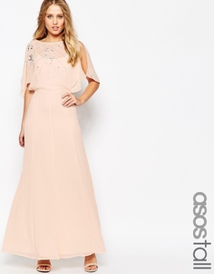 Платье макси с рукавом‑бабочкой и отделкой ASOS TALL - Телесный