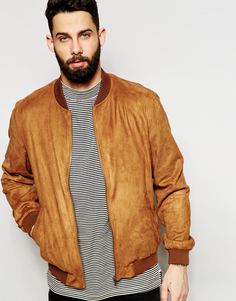 Светло-коричневая куртка-пилот из искусственной замши на молнии ASOS - Рыжий