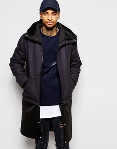 Темно-синяя парка из твида Харрис ASOS - Темно-синий