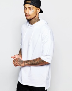 Удлиненная футболка с капюшоном из плотного трикотажа ASOS - Белый