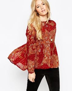 Винтажная ярусная блузка с цветочным принтом ASOS - Мульти