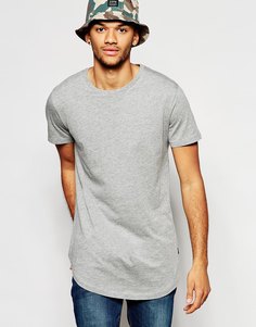 Удлиненная футболка Jack & Jones - Светло-серый меланж