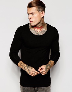 Облегающий лонгслив с овальным вырезом ASOS - Черный