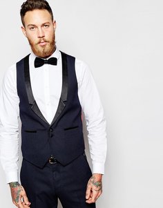 Жилет слим в горошек ASOS - Темно-синий