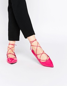 Балетки на шнуровке ASOS LYRIC - Розовый