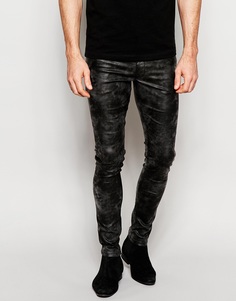 Черные облегающие джинсы с покрытием ASOS - Выбеленный черный