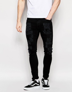Супероблегающие рваные джинсы ASOS - Черный