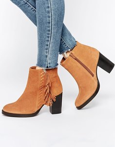 Замшевые высокие ботильоны ASOS ELLA - Chestnut