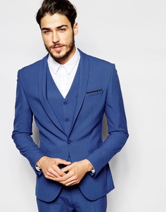 Синий супероблегающий пиджак ASOS - Синий