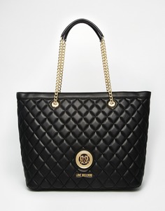 Черная стеганая сумка‑тоут Love Moschino - 000 черный