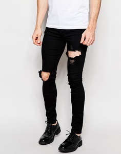 Черные рваные джинсы ASOS - Черный