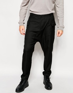 Укороченные брюки с заниженным шаговым швом и карманами ASOS - Черный