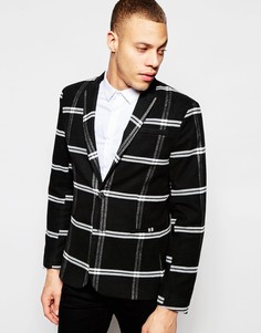 Облегающий пиджак в клетку ASOS - Черный