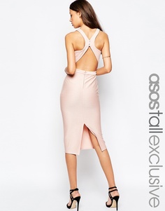 Бандажное платье миди с открытой спинкой ASOS TALL - Blush