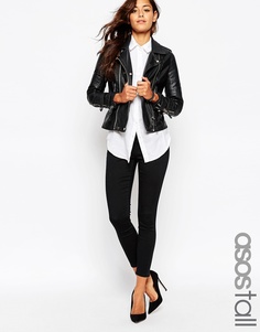Эластичные укороченные брюки скинни ASOS TALL - Черный