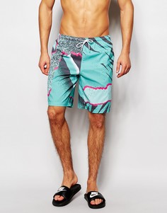 Пляжные шорты с графическим принтом Boardies - Зеленый
