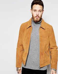 Коричневая замшевая куртка Харрингтон ASOS - Рыжий