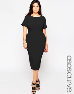 Облегающее фактурное платье миди ASOS CURVE - Черный