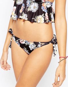 Плавки бикини с завязками по бокам и цветочным принтом ASOS - Meadow floral