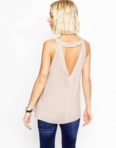Удлиненный топ с глубоким V-образным вырезом ASOS - Blush