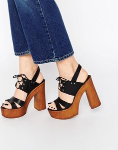 Сандалии на каблуке в стиле 70‑х ASOS TINA - Черный