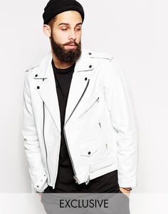 Байкерская кожаная куртка Reclaimed Vintage - Белый