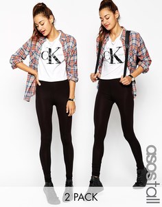 Комплект из 2 пар черных леггинсов с завышенной талией ASOS TALL,
