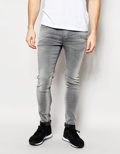 Серые облегающие джинсы Pepe Jeans Powerflex Nickel - Выбеленный серый