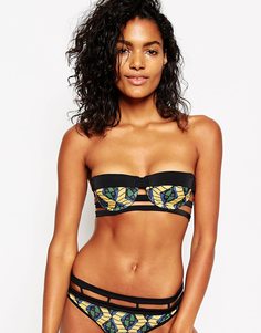 Яркий бикини-топ с тесемками ASOS - Яркий колор блок