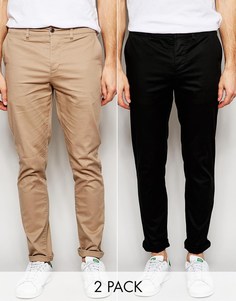 Комплект из 2 пар зауженных чиносов ASOS -