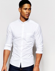Белая зауженная оксфордская рубашка с длинными рукавами ASOS - Белый