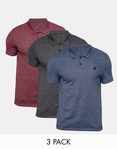Комплект из 3 эластичных поло из пике ASOS,