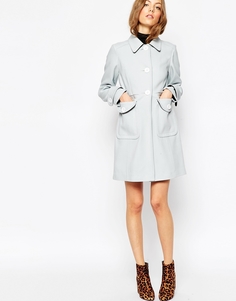 Свободное пальто с контрастными пуговицами ASOS - Бледно-синий