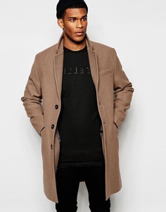 Светло-коричневое шерстяное пальто ASOS - Серо-коричневый