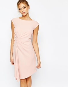 Платье миди с коротким рукавом и присборенной отделкой Closet - Розовый