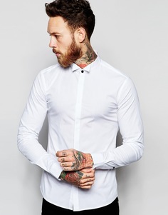 Приталенная рубашка с воротником со скошенными концами ASOS - Белый