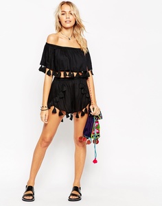 Пляжные шорты с бахромой ASOS Co-ord - Черный