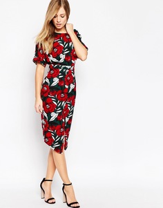 Платье с цветочным принтом и разрезом спереди ASOS - Принт