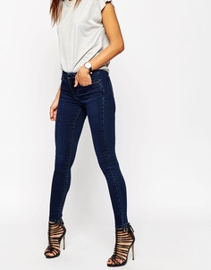 Темно-синие облегающие джинсы ASOS - Drew dark wash blue