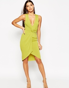 Платье миди с глубоким вырезом ASOS - Лайм
