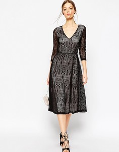 Кружевное платье миди на контрастной подкладке ASOS