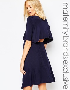 Двухслойное свободное платье с оборками сзади Bluebelle Maternity - Темно-синий