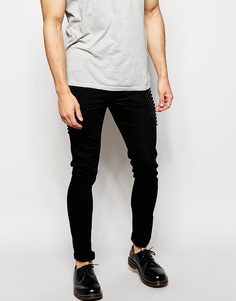 Супероблегающие джинсы с заклепками ASOS - Черный