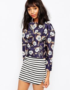 Укороченный топ с цветочным принтом Sportmax Code - Ультрамарин