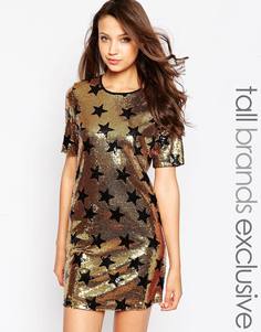 Цельнокройное платье со звездной отделкой True Decadence Tall - Золотой