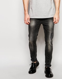Черные супероблегающие джинсы с мраморным эффектом ASOS - Выбеленный черный