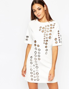 Платье миди с люверсами ASOS - Белый