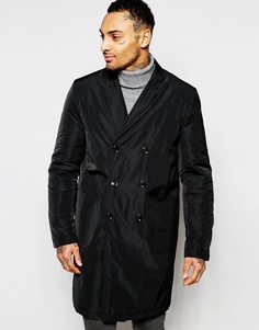 Черное двубортное пальто ASOS - Черный